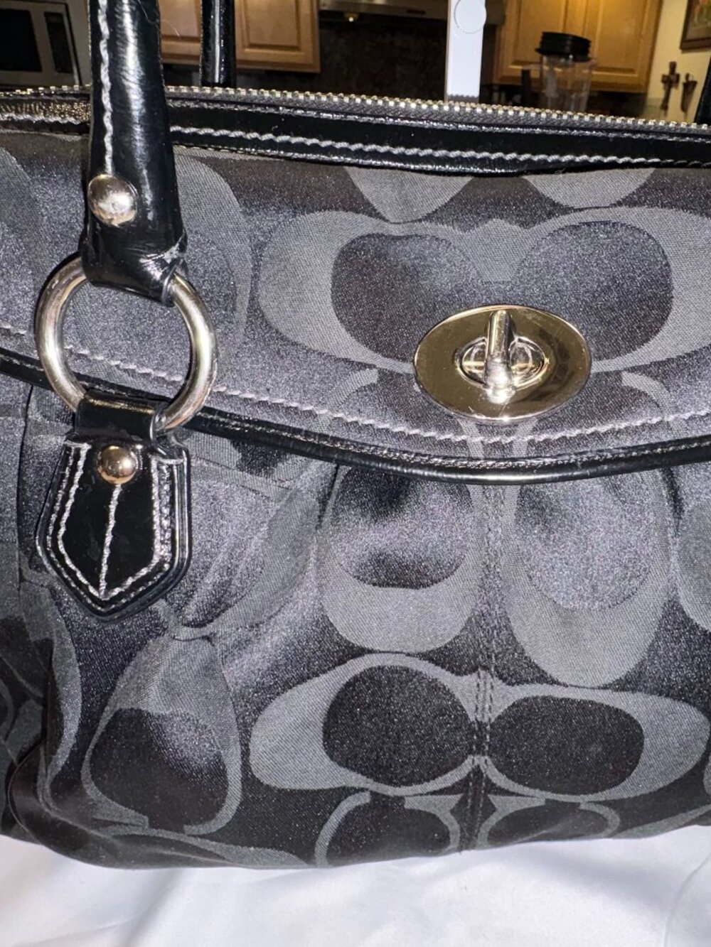 Authentic Coach Signature Black Jacquard & Leather Work Tote / Briefcase - Picture 6 of 13